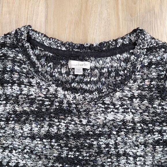 🔹️Charming Charlie Black & White Variegated Sweater Medium - Picture 3 of 9